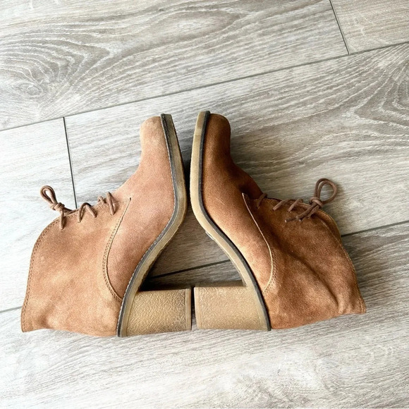 Locale  Tan Suede Leather Lace Up Ankle Boots Made in Portugal - Picture 9 of 14